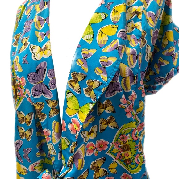 Vintage Teal Butterfly Tie Front Dress - Picture 3 of 4